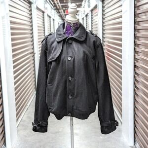 Old Money Quiet Luxury Wool Blend Black Bomber Peacoat Express XL Gorpcore Men's